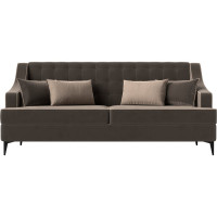 Прямой диван Лига диванов Марк полностью велюр коричневый, кант велюр бежевый, подушки велюр КОР/БЕЖ 111898