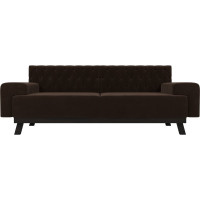 Прямой диван Лига диванов Мюнхен Люкс полностью микровельвет коричневый 109132