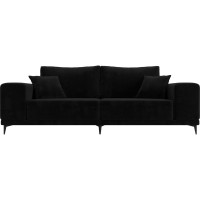 Прямой диван Лига диванов Льюес полностью велюр черный 108600