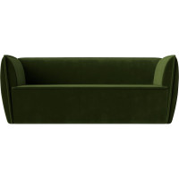 Прямой диван Лига диванов Бергамо 3-х местный полностью микровельвет зеленый 112106