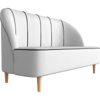 Кушетка Лига диванов Фелини полностью экокожа белая, кант экокожа чрная 109874