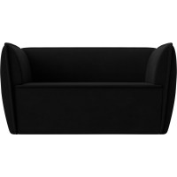 Прямой диван Лига диванов Бергамо 2-х местный полностью микровельвет черный 112065