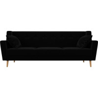 Прямой диван Лига диванов Брайтон 3 полностью микровельвет черный 109163