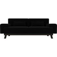 Прямой диван Лига диванов Мюнхен полностью микровельвет черный 109110