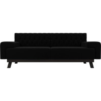 Прямой диван Лига диванов Мюнхен Люкс полностью микровельвет черный 109135