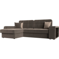 Угловой диван Лига диванов Брюссель левый полностью велюр коричневый 110651L