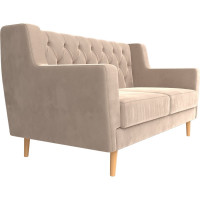 Прямой диван Лига диванов Брайтон 2 Люкс полностью велюр бежевый 108939