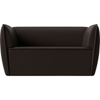 Прямой диван Лига диванов Бергамо 2-х местный полностью экокожа коричневая 112078