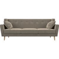 Прямой диван Лига диванов Брайтон 3 полностью микровельвет бежевый 109156