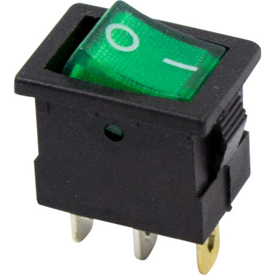 REXANT Клавишный выключатель 12В, 15А, (3с), ON-OFF, зеленый, с подсветкой Mini (RWB-206-1, SC-768), 10 шт. 36-2173