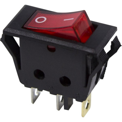REXANT Клавишный выключатель 250V, 15А, (3с), ON-OFF, красный с подсветкой (RWB-413, SC-788), 10 шт. 36-2225