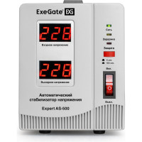Стабилизатор напряжения ExeGate Expert AS-500 500ВА, вход 140-260В, двойная цифр. индикация вход вых. напряжения, выход 220В-8%, КПД 98%, 5 уровней защиты, заде 291720