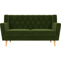 Прямой диван Лига диванов Брайтон 2 Люкс полностью микровельвет зеленый 108949
