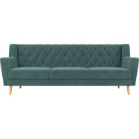 Прямой диван Лига диванов Брайтон 3 Люкс полностью велюр бирюзовый 108965