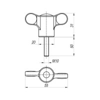 Ручка барашек с наружной резьбой EMES PTC2551050