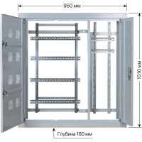 Корпус этажного щита TDM 8 кв. модификация 3, 1010x950x160 мм SQ0905-1348