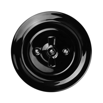 Поворотный выключатель TDM ELECTRIC скрытой установки фарфоровый с ручкой бантик 10А черный «Болонь» SQ1820-0220