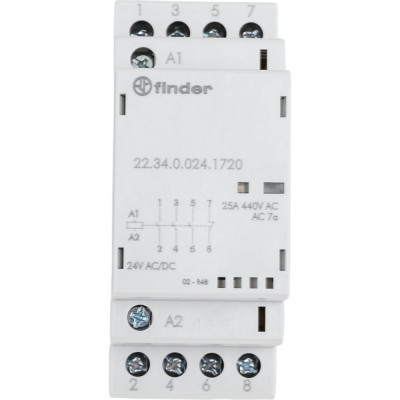 Модульный контактор Finder 3NO + 1NC; механический индикатор + светодиод, 223400241720
