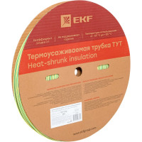 Термоусаживаемая трубка EKF ТУТ нг 2/1, желто-зеленая, рулон PROxima tut-2-yg