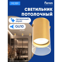 Потолочный светильник FERON ml189 mr16 gu10 35w 230v, золото, 48745