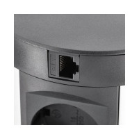 Удлинитель GTV врезной круглый comfort plus, d-120мм, 4xschuko, 2xusb, 2xlan, беспроводная зарядка, провода, черный AE-BPW4S120P-20