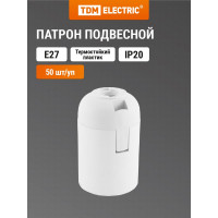 Патрон TDM ELECTRIC Е27 подвесной, термостойкий пластик, белый, Б/Н SQ0335-0030