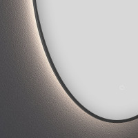 Настенное декоративное зеркало с подсветкой и тонким черным матовым контуром Wellsee 7 Rays' Spectrum Круглое 95 см, для ванной и прихожей 172201780