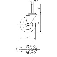 Колесо с кронштейном и резьбовым стержнем EMES EB05ZKC50X20M10