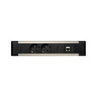 Встраиваемая врезная розетка Mebax 41T 2 секции Серебро+Черный USB + type C + RJ45 + HDMI 00-00002593