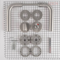 Объектный гарнитур Hoppe wc f69,нержавеющая сталь матовая, schnellstift, а=37-42 мм, шток 8 мм, индикатор, 3 категория 65744
