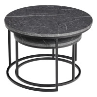 Набор кофейных столиков BRADEX Tango серый мрамор, с черными ножками, 2 шт. RF 0206