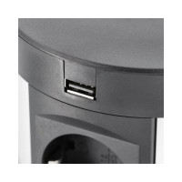 Удлинитель GTV врезной круглый comfort plus, d-120мм, 4xschuko, 2xusb, 2xlan, беспроводная зарядка, провода, черный AE-BPW4S120P-20