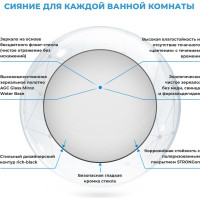Влагостойкое настенное зеркало для ванной комнаты и прихожей Wellsee 7 Rays' Spectrum интерьерное 60 см с тонким черным матовым контуром 172200020