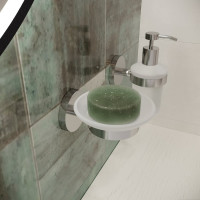 Стеклянная мыльница с латунным настенным держателем Wellsee Finishing Touch 182501000