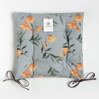 Сидушка на стул Этель "Yellow poppies" 42x42 см, 100% хлопок, репс 210 г/м2 9322485