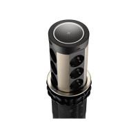 Выдвижная встраиваемая розетка Mebax 17 12 секции Серебро+Черный d=100мм USB type A+C беспроводная зарядка 00-00002599