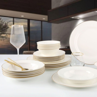 Набор столовой посуды Arya Home dory gold exclusive из костяного фарфора 8680943109477