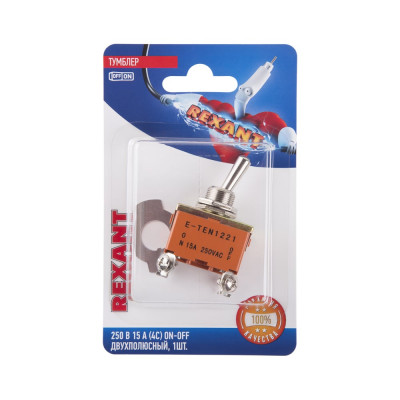 REXANT Тумблер 250V 15А (4c) ON-OFF двухполюсный (KN-201) (в упак. 1шт.) 06-0326-B
