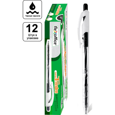 Ручка с масляными чернилами Flexoffice super trendee черная, 12 шт. FO-GELB09 BLACK
