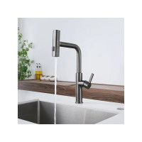 Смеситель для кухни с выдвижной мультирежимной лейкой Профсан ПСМ AISI-304 тип ГОСТ См-МОЦБИвА графит PSM-308-96