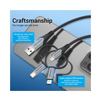 Кабель 3 в 1 VENTION USB 2.0 AM/ Micro-B, USB-C, Lightning M - 1м. Черный CQJHF