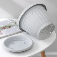 Кашпо ООО КЗНМ сильвер эко с блюдцем d 20, объём 2,6л меланж (серый мрамор) 1104769