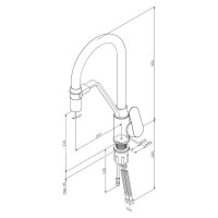Смеситель для кухни AM.PM Like с каналом для питьевой воды и гибким изливом, черный, красный излив F8007828