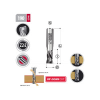 Фреза спиральная s=10 мм, d=10 мм, i=42 мм, l=90 мм, z=2+2 компрессионная + dlc WOODWORK 190.4290.0D