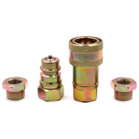 Быстроразъемное гидравлическое соединение HQ-Mech ISO 7241-A конический клапан, БРС M+F, сталь, вн. рез M22х1.5, адаптер M16х1.5 синий УТ000002800