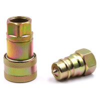 Быстроразъемное гидравлическое соединение HQ-Mech ISO 7241-A конический клапан, БРС M+F, сталь, вн. резьба 1/2", желтый УТ000002777