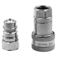 Быстроразъемное гидравлическое соединение HQ-Mech ISO 7241-A конический клапан, БРС M+F, сталь, вн. резьба M16х1.5, красный УТ000002793