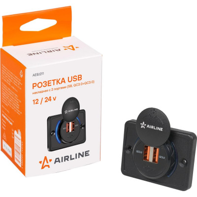 USB накладная розетка Airline AEBJ211