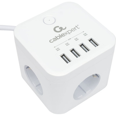 Сетевой фильтр Cablexpert cube CUBE-3-U4-W-1.5