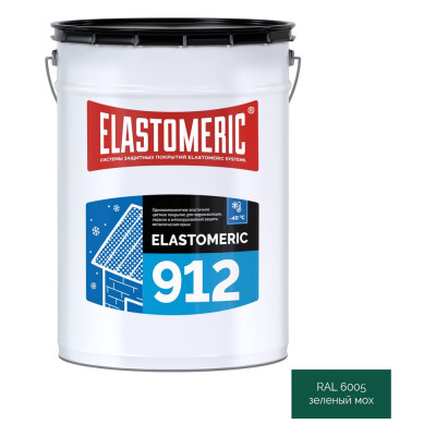 Зимняя гидроизоляционная мастика для металлических кровель Elastomeric Systems ELASTOMERIC 912 20кг., зелёный мох elastomeric 912 912012